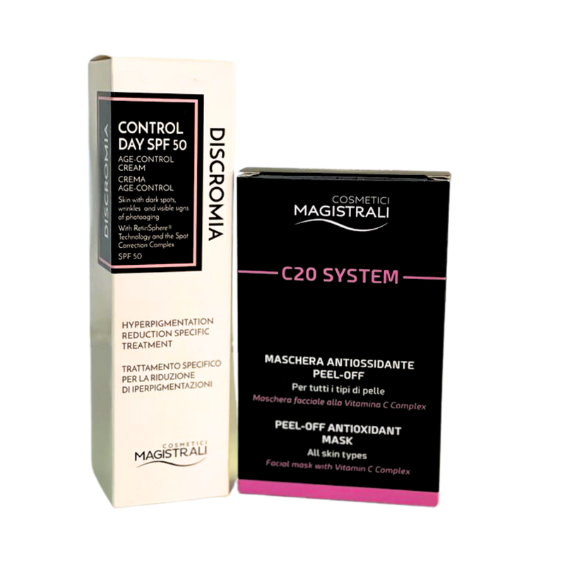 Instant Radiance Package : Discromia Control Day SPF50 + C20 System Mask 25% OFF