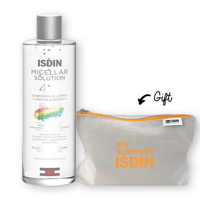 Isdin Micellar Water 4 in 1 400ML+ Makeup Bag (Gift)