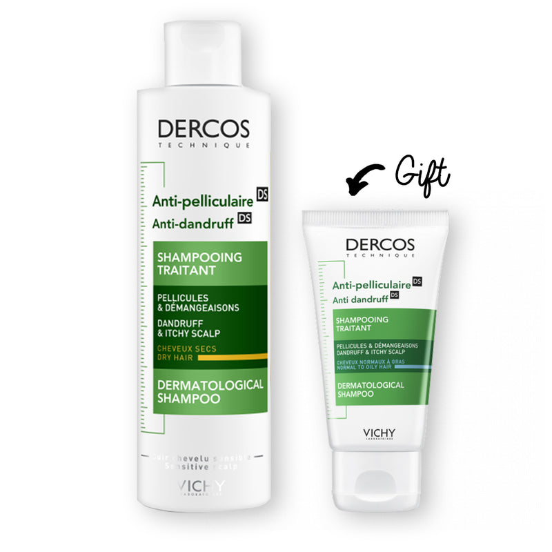 Dercos Anti-Dandruff Shampoo For Dry Hair  200ML +  Decros Anti Dandruff Shampoo 50ml(Gift)